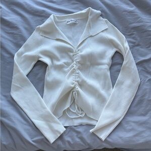 White Ruched Women's Blouse